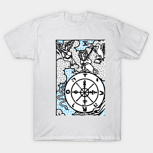 Modern Tarot Design - 10 Wheel of Fortune T-Shirt by annaleebeer